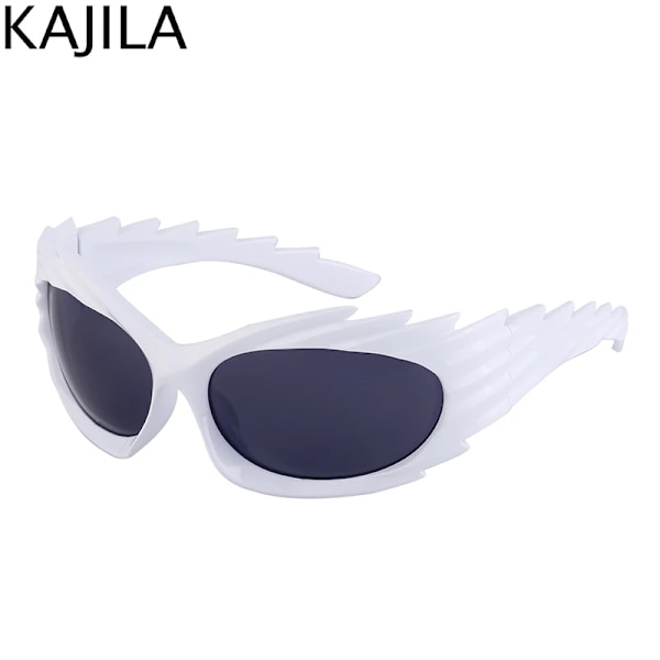 Spike Rectangle Solglasögon Dam Män Y2K Sports Star Solglasögon Lyxmärke Svart Retro Punk 2000-talsglasögon UV400 C11 White Gray With screwdriver