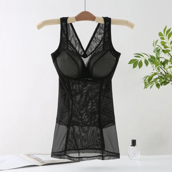 Women's One Piece Shapewear Med BH Det finns trådfria Body Shaper Slimming Kläder Black XL-100