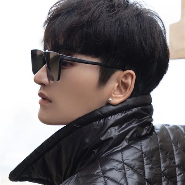 Nya fyrkantiga solglasögon män svarta glasögon PC-linsskydd Oculos glasögon herr solglasögon Gafas Matte Black Other