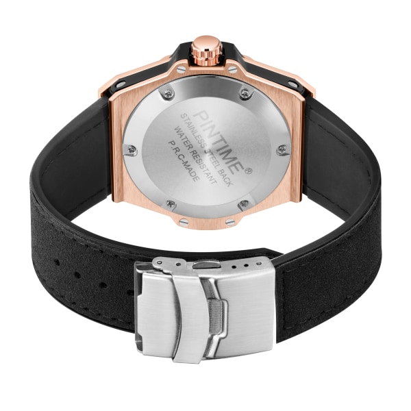 PINTIME Ny watch för män Fashion Big Dial Unika klockor Luxury Diamond Ice Out Vattentät Relogio Masculino 2023 Rose Gold Box