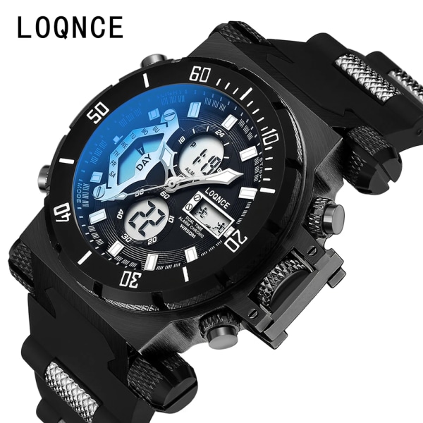 Nya LOQNCE Herr Militär Sportklockor Herr LED Digital Vattentät Watch Dubbel Display Klocka Relogio Masculino Rose