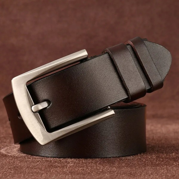 BekeleBOLO mäns bälte läder bälte män herr äkta läder rem lyxigt nål spänne casual herr bälte Cummerbunds ceinture JEEPFTJ-Black 125cm