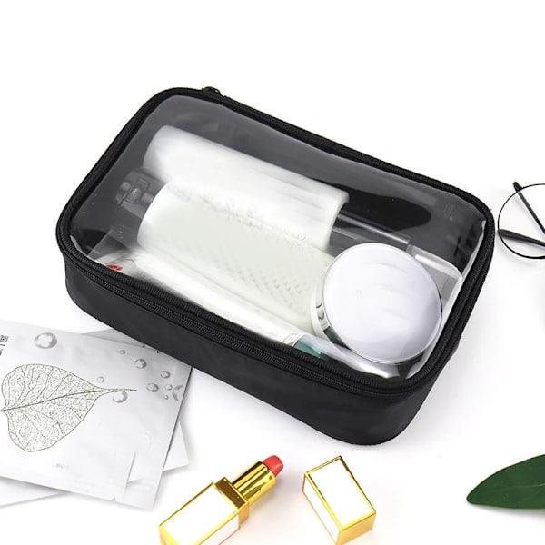 PVC Transparent kosmetisk väska Dragkedja Klara sminkväskor för kvinnor Tvätta Solid Travel Organizer Toalettväska 1pcs M