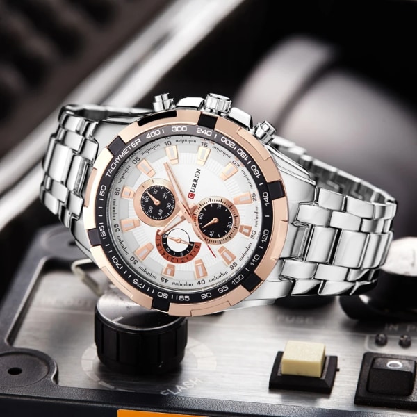 Curren Brand Herr Klockor Lyx Sport Quartz-Watch 30M vattentäta klockor herr helt rostfritt stål Herr Armbandsur relojes 8023U