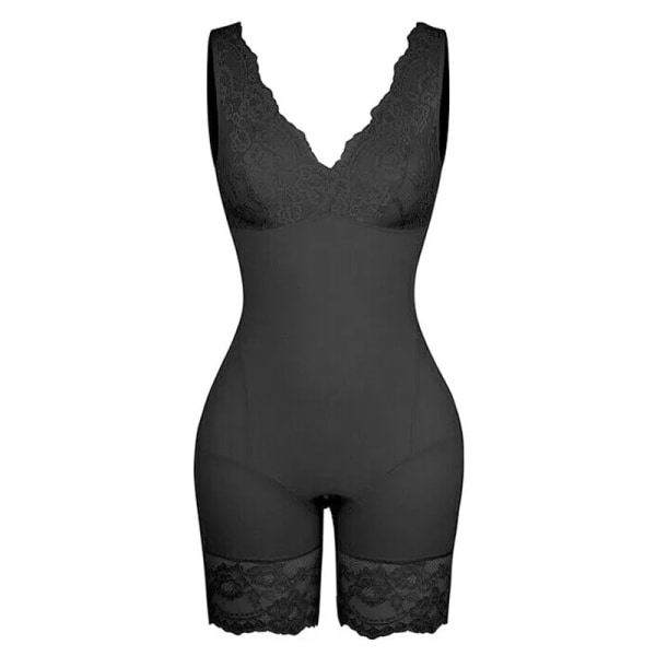 Kvinnor Spets Shapewear Helkroppar Bantning Body Shaper Korsett Waist trainer Shaping Underkläder Postpartum Recovery Slida Fajas Black L