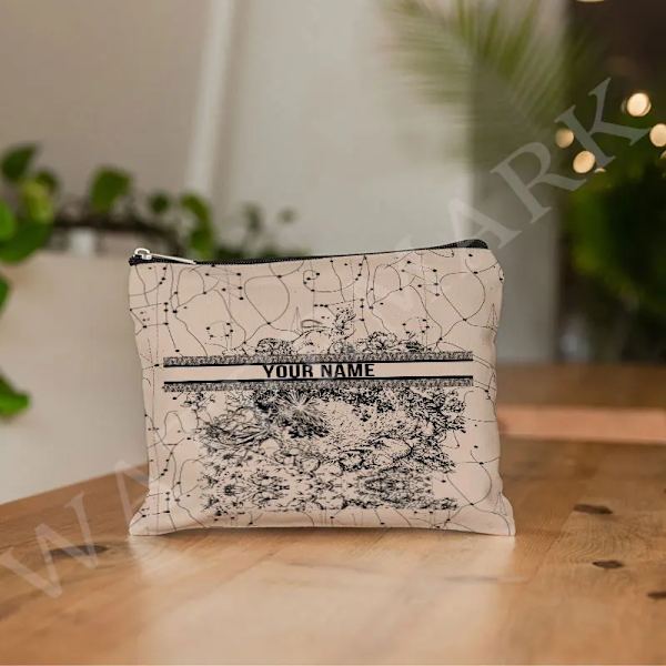 Anpassa namn Kosmetikväska Anpassad mode Leopard Blomma Resor Kosmetisk Organizer Damsminkväska Design Lyxväska påse Yellow
