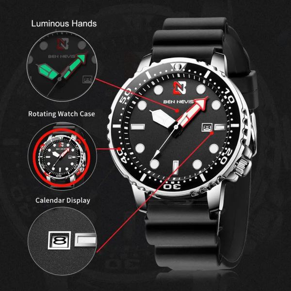 Mode Militär Svart Watch Topp Märke Lyx Vattentät Stor storlek Tidszon cirkel Design Quartz Watch Herr Relogio Masculino Pink