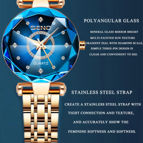 2023 Modeklockor För Dam Dam Lyxmärke Quartz Relogio Feminino Kvinna Montre Reloj Mujer Zegarek Damski Rose gold blue 2