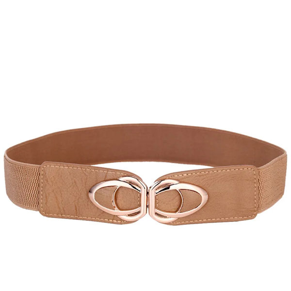 Mode Plus Size Dam Elastiska Bälten Dam Midjeklänningar Midjeband Casual Stretchigt Metallspänne Ceinture YF4.0-Khaki 65cm(68cm to 100cm)