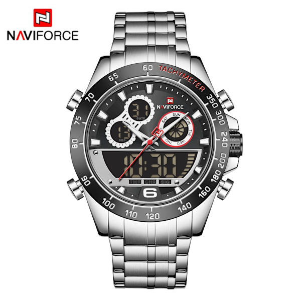 NAVIFORCE Lyx watch för män Digital sportkronografklocka Quartz Armbandsur Man Military Steel Band Vattentät watch SBS