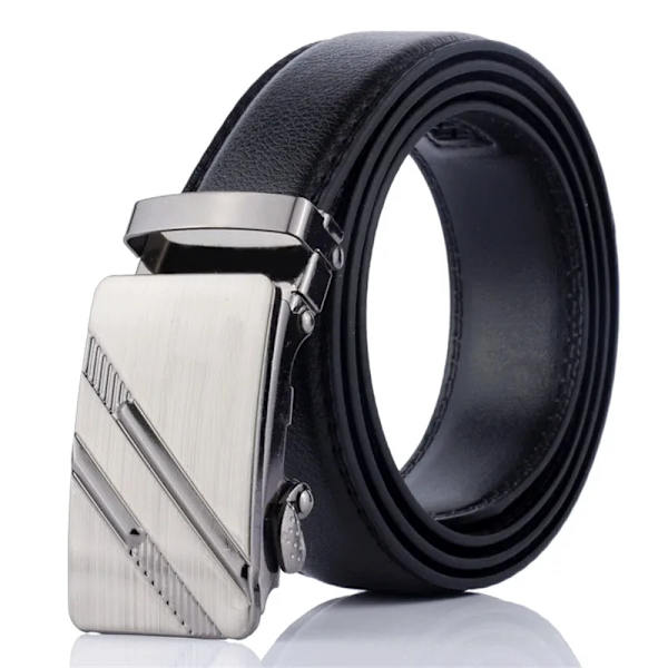 Ny stil 120 cm herrbälte med automatiskt spänne Lyxigt Casual Fashion Business Högkvalitativa midjeband i konstläder Grind Silver3-120cm 120cm