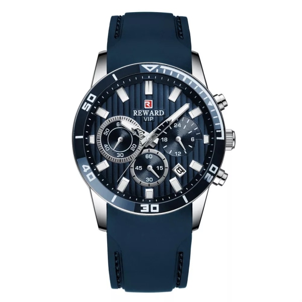 REWARD Armbandsur för män Mode Lyx Vattentät Sport Stoppur Quartz Watches Business Watch för Man Silikonrem Gray Blue