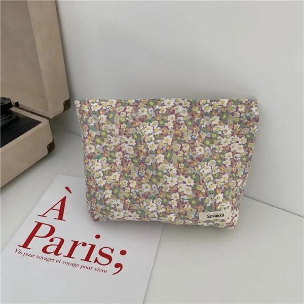 Blommig kosmetisk väska Bomullstyg Kvinnor Smink Förvaringspåse Japan Stil Dragkedja Kosmetisk Påse Vintage Telefon Clutch Case Type 6