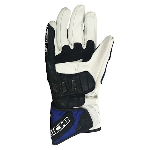 Taichi Motorcykel Racing Kolfiber Andningsbara Läderhandskar Off-Road Motorcykel Racing Perforerade Läder Skyddshandskar blue M