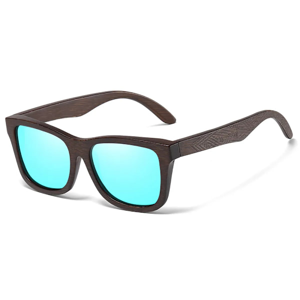 GM Retro Mode Bambu Trä Polariserad Solglasögon Kör fyrkantig Solglasögon Man Goggle UV400 Kvinnor Män Märkesdesigner Blue Dark bamboo