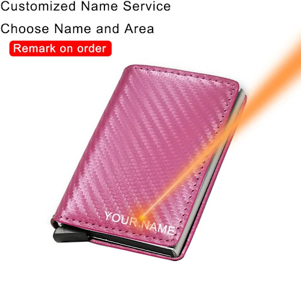 Anti Rfid Kreditkortshållare Smart Minimalistisk Plånboksficka Män Kvinnor Smal Korthållare Bank Säkert Case Pink (Name Service)