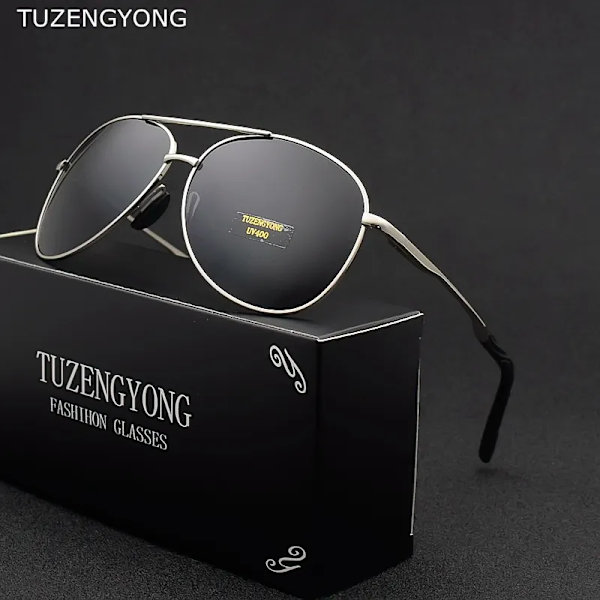 TUZENGYONG 2023 Brand Alloy Herrsolglasögon Polarized UV400 Lens Solglasögon För Herr Pilotglasögon Oculos de sol Hög kvalitet T8013 C05 no box