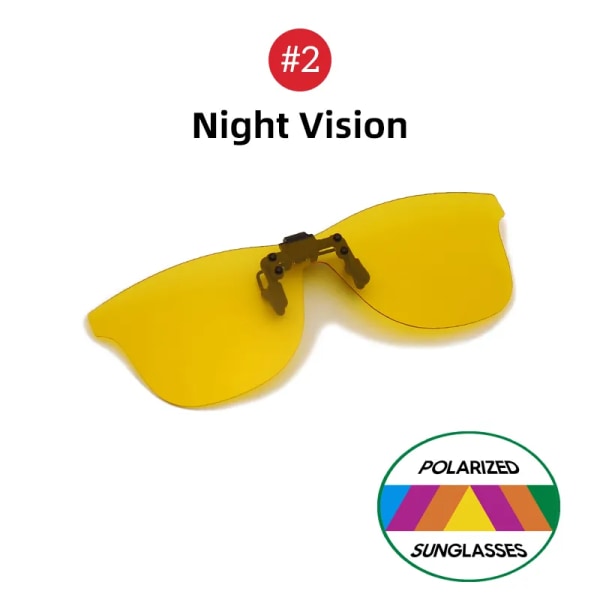 VIVIBEE Square Mirror Herrklämma på polariserade nattkörglasögon Gul UV400 Dam Solglasögon Fiskeklämmor för närsynt 2 Night Vision Without Plastic Case