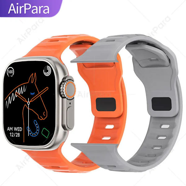 AirPara Smart Watch Ultra Bluetooth Call NFC Smartwatch Wireless Charge Health Monitor Herr Dam Fitness Watches Series 8 With Silicone Strap(.547)