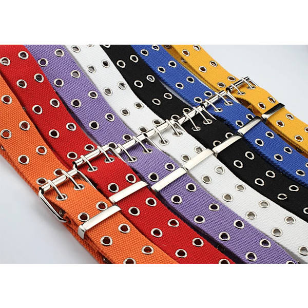 Dubbel genomföring Hål Spänne Bälte Bred Canvas Webbbälte Kvinna Man Svart Röd Vit Midjerem Bälten för Kvinnor Herr Jeans Red 105X3.8cm