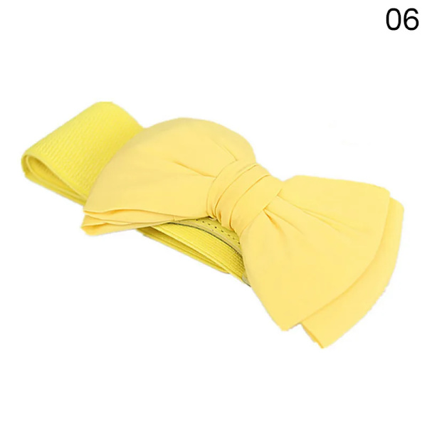 Nya kvinnor rosett Cummerbunds Elastisk rosett Bred Stretch Bukle Midjeband Bälte 12 färger Mode Flicka Klänning Accessoarer Midjebälten Yellow One Size