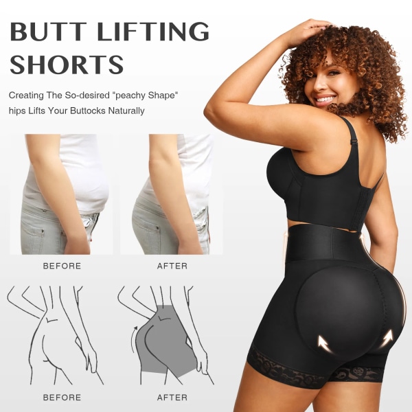 Banage Hip Enhancer Trosor med extra stora kuddar Butt Lifting Body Shaper Shorts Fake Ass Stora skinkor Shapewear Booty Bigear Beige S