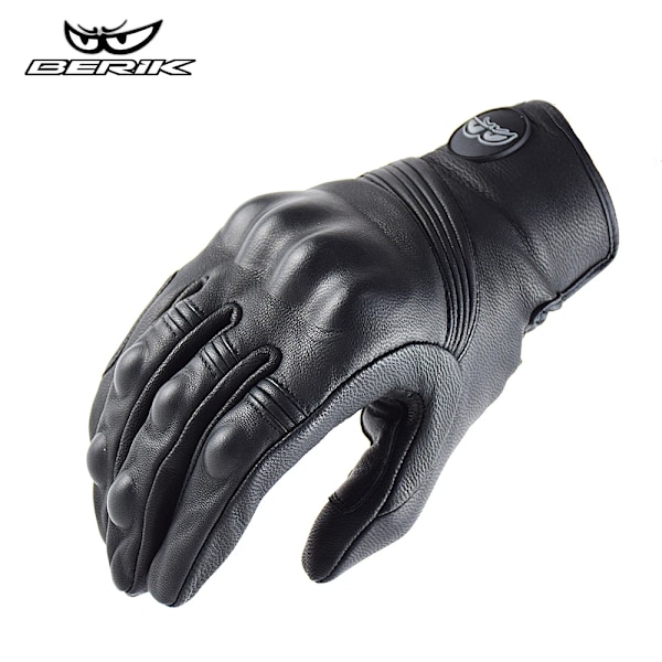 Berik Motorcykelhandskar i Läder Herr Touch Screen Motocrosshandskar Andningsbara Racing Körhandskar Motorcykelhandskar För Honda Kawasaki Black L