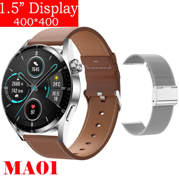 Ny Smart Watch Herr Android GT3 IP68 Vattentät NFC Smartwatch Trådlös Laddning Bluetooth Ring Herr Watch för Br Le-Si Me smart watch