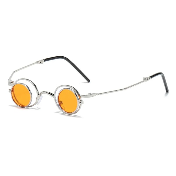 Runda Tinny Söta Solglasögon Fliping Size Dam Flip Up Svarta Steampunk Solglasögon Män Dubbla Unisex glasögon Glasögon UV400 orange SAME AS PICTURE