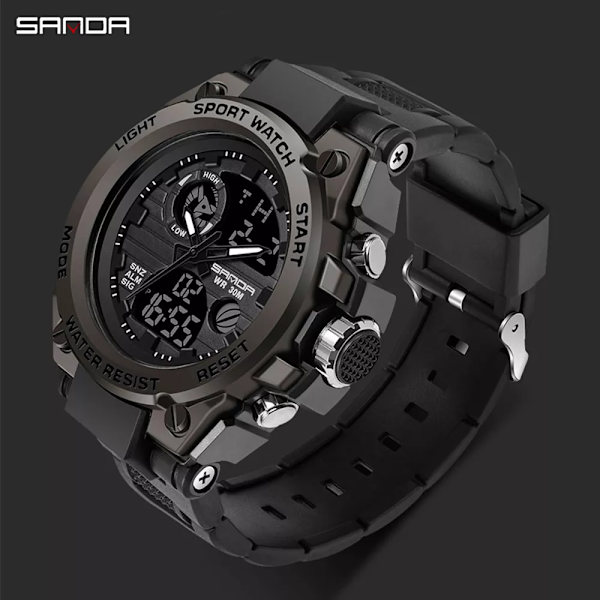 SANDA G Style Herr Digital Watch Date Militär Sportklockor Vattentät Elektronisk Armbandsur Herrklocka Orologio da uomo Black blue 6008