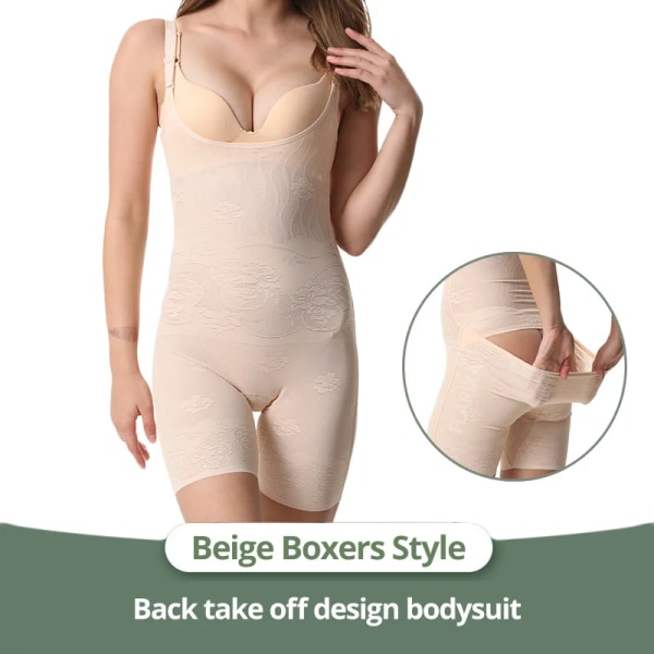 Flarixa Lace Shapewear Dam Helkroppsformare Seamless Back Take Off Body Magkontroll Underkläder Kroppsformare efter förlossning 4XL Beige Boxers M