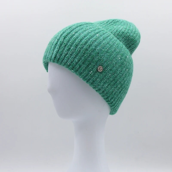 Ins Solid Shiny Color Beanies SkulliesLetter Kvinna Fluffig Vinterhatt För Matchande Varm Mjuk Present letter logo07