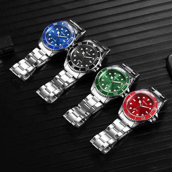 Nya Casual Business Herrklockor Luxury Date Green Dial Herrklockor Mode Herrklockor Klockor Relogio Masculino red