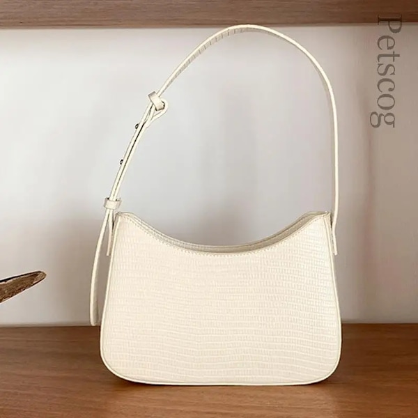 Väskor För Kvinnor Mode Pu Läder Dragkedja Underarm Väska Dam Enkel Design Casual Travel Handväska Bolsas Beige white B
