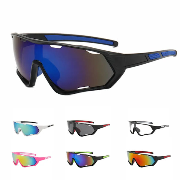 Utomhussportglasögon Män Kvinnor Cykelglasögon Mountain MTB Cykling fiske UV400 färgglada Solglasögon snygga Cykelvägsglasögon Black