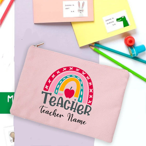 Rainbow Teacher Print Case Personligt anpassat namn Brevpapper Tillbehör Förvaringspåsar Resetvättpåse Sminkväska Presenter design 2