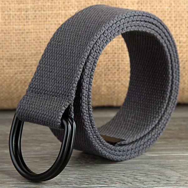 2023 Nytt taktiskt canvasbälte högkvalitativt kvinnor män dubbla D-ringspänne midjeband Casual canvas kvinnligt bältetyg ​​för jeans Dark Grey 110cm