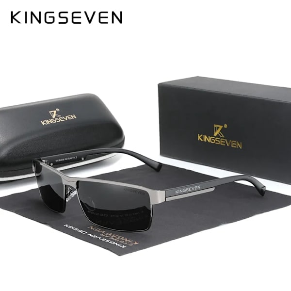 KINGSEVEN 2022 NYA polariserade solglasögon män kvinnor kör fyrkantiga glasögon herr solglasögon herr goggle UV400 Gafas De Sol Gun Gray