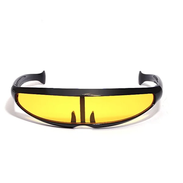Futuristic Narrow Cyclops Visir Solglasögon Laser Glasögon UV400 Personlighet Spegellins Kostym Glasögon Glasögon Herrglasögon Black-Yellow-A