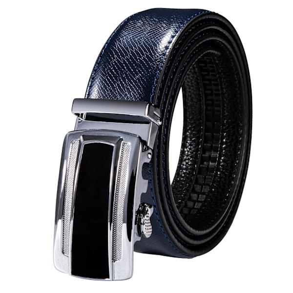 Högkvalitativt märke herrbälten blå koläder Automatiska spännen Spärr midjeband Bälte för män Klänning Jeans Kostym Byxor Present 2246DME 110cm