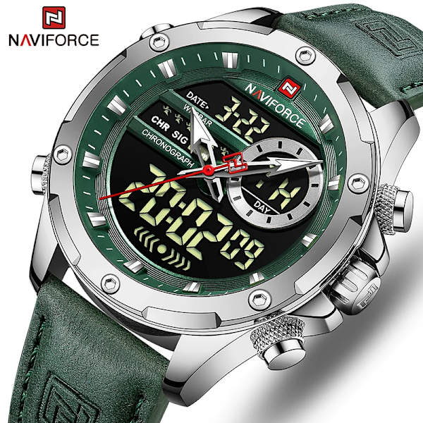 Nya NAVIFORCE klockor Herr Lyxmärke Militär Sport Watch Chronograph Quartz Vattentät Watch Läder Herrklocka G G With Box