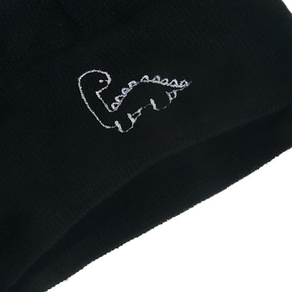 Unisex Bomullshatt Banniehatt Mjuk Stickad Hatt Dinosaur Broderade Mössor Mode Män Vintermössor Kvinnors Skullies För Flickor Black 56-58cm