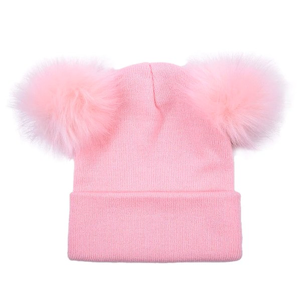 Wzcx Dubbla Pompom-mössor Stickade Hattar Enfärgad Håll Varmt Utomhus Unisex Kvinnor Elasticitet Vinter Pompom Hatt Type 5 One Size