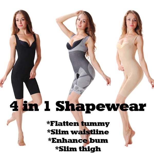 Shapewear Kvinnor Body Shaper Bantning Öppen gren Korsett Waist trainer Forma Underkläder Efter förlossning Återhämtning Slida Black S M