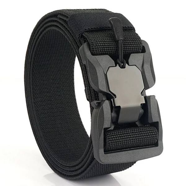 Nytt taktiskt bälte magnetiskt spänne elastiskt bälte med snabbkoppling Casual Nylon Träningsbälte Herrbyxa Bälte YD881 Black(.1842) 125cm(.1842)