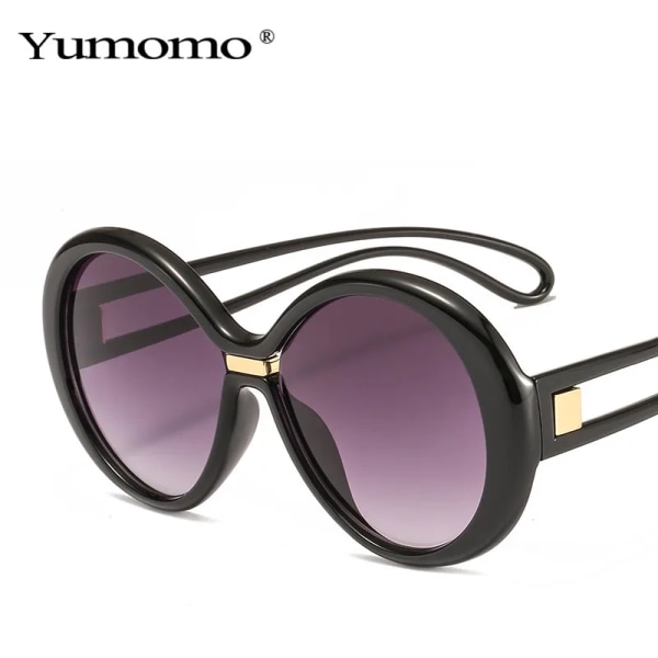 Mode överdimensionerade runda solglasögon dam vintage färgglada ovala glasögon populära solglasögon för män UV400 Type 10 Other