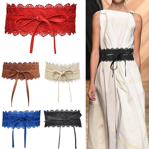 Modebal Blommor Spetsbälten Festklänning Själv bred slips Brudband Midjeband Kvinnor Trendig Elegant red 220cm