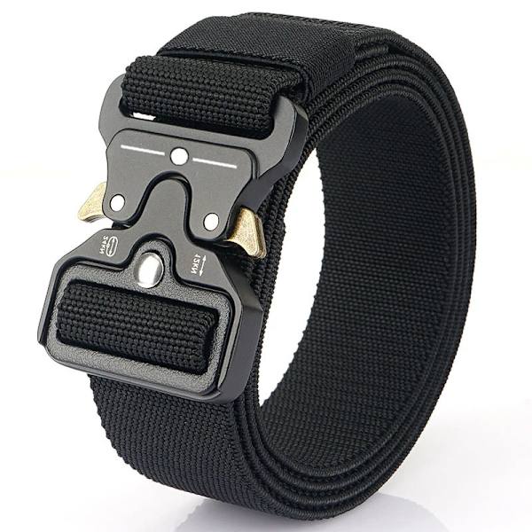 Äkta taktiskt bälte magnetiskt spänne snabbkopplingsbälte Casual Nylon Träningsbälte Herrbyxor Svart bälte 01 Elasticity black 45to47inch