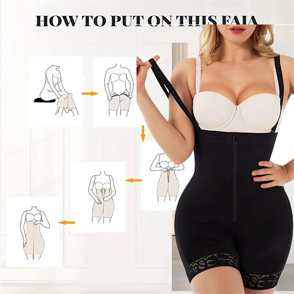 GUUDIA Shapewear Öppen byst Bodysuits Dragkedja Krokar Stängning Dam Lätt Badrum Kroppsformare 3D Rumplyft Colombianas Fajas 4XL