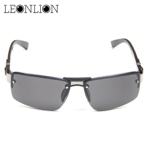 LeonLion 2023 New Metal Solglasögon Man Klassiska Stora Ram Solglasögon Vintage Brand Designer UV400 utomhus körglasögon Green Gray